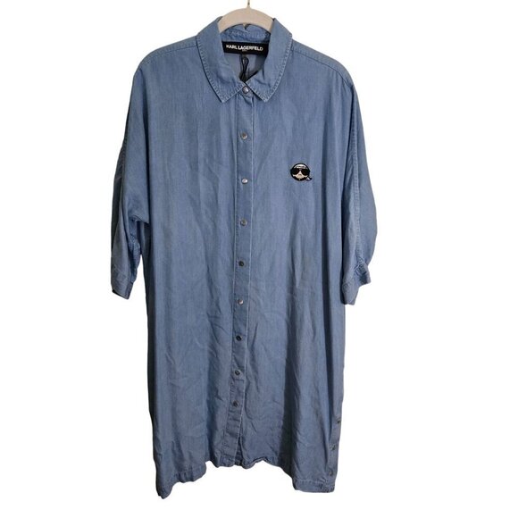Karl Lagerfeld Paris NWOT Unique Chambray Designer Shirt Midi Dress Size S - Picture 1 of 9